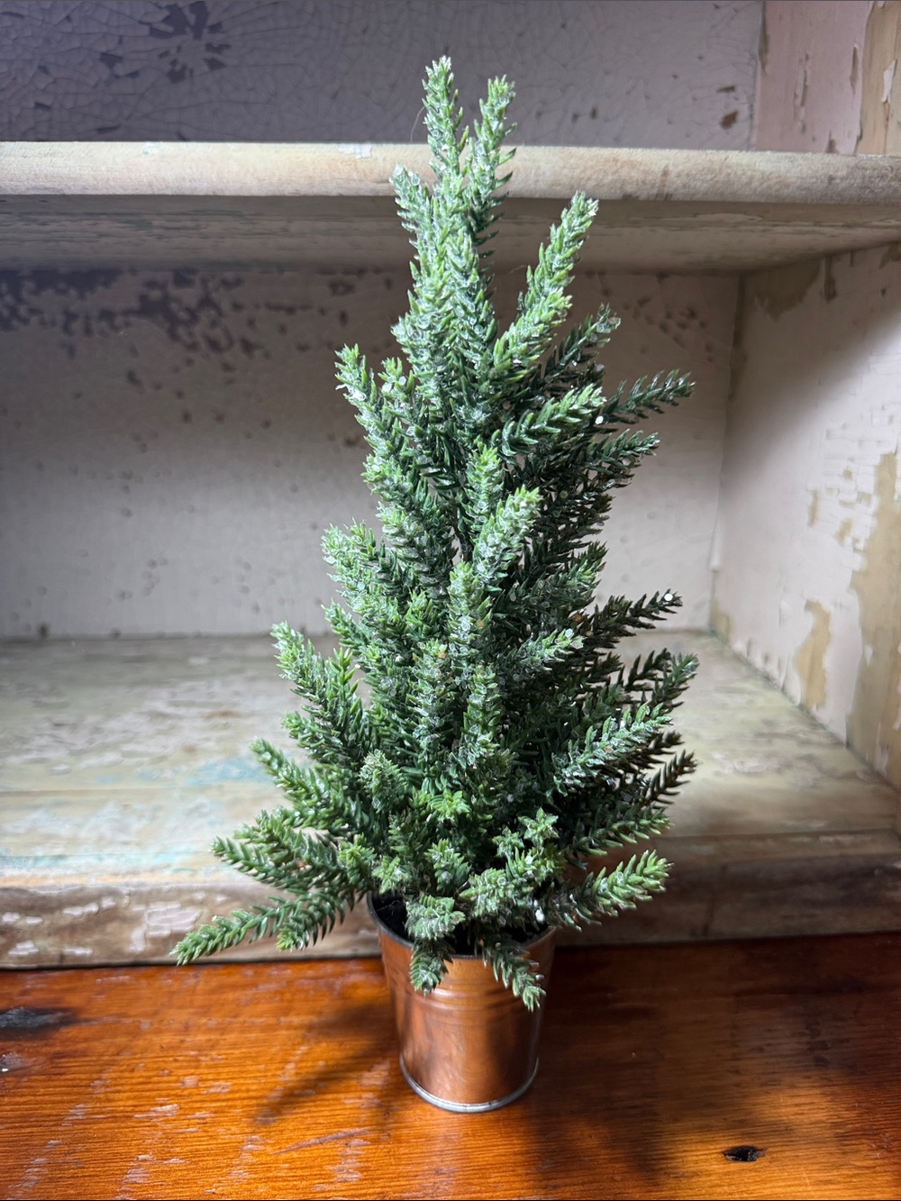 🌲 13” Iced/Sparkly Green Potted Holiday Tree - Decorative Tabletop Accent